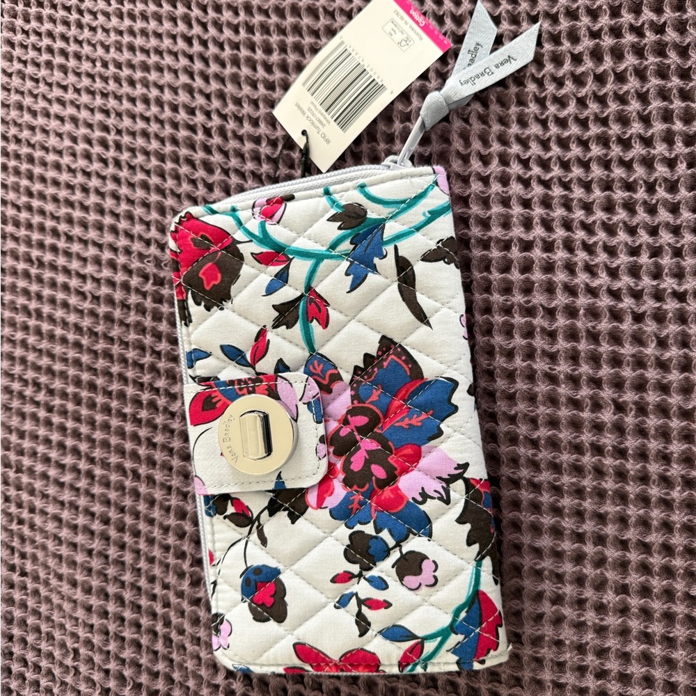Vera Bradley Floral Quilted Wallet in Blue and Pink